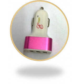 Emaan- 3-in-1 USB Car Adapter - PINK